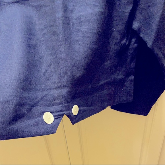 100% Linen, Navy blue, waist length jacket with cream color buttons - Picture 7 of 8